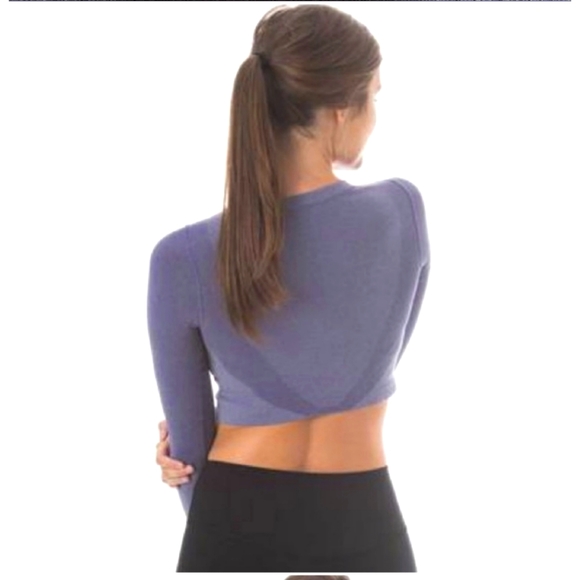 P’tula Invigorate Long Sleeve Cropped Fitted Seamless, size small, concord grape - Picture 3 of 8